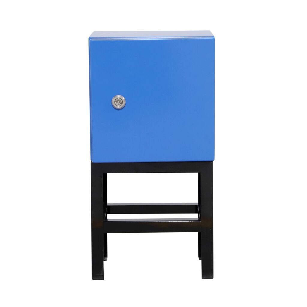 Blue-Sheet-Metal-Electrical-Enclosure-With-Support-Stand - Custom Industrial Chassis - Custom PLC Control Cabinet & In...
