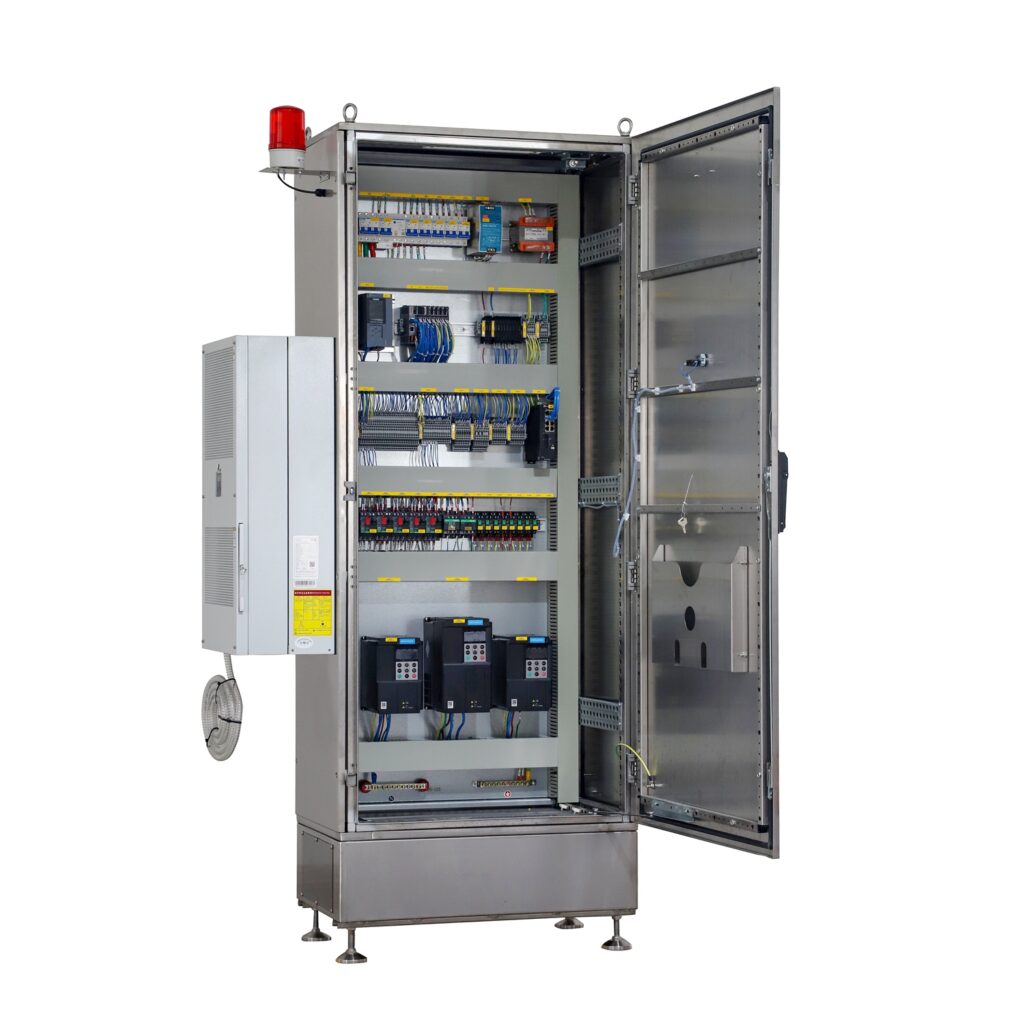 Floor-Standing-Stainless-Steel-VFD-Cabinet-With-Air-Conditioner - Pre-assembled Control Enclosures - Custom PLC Control Ca...