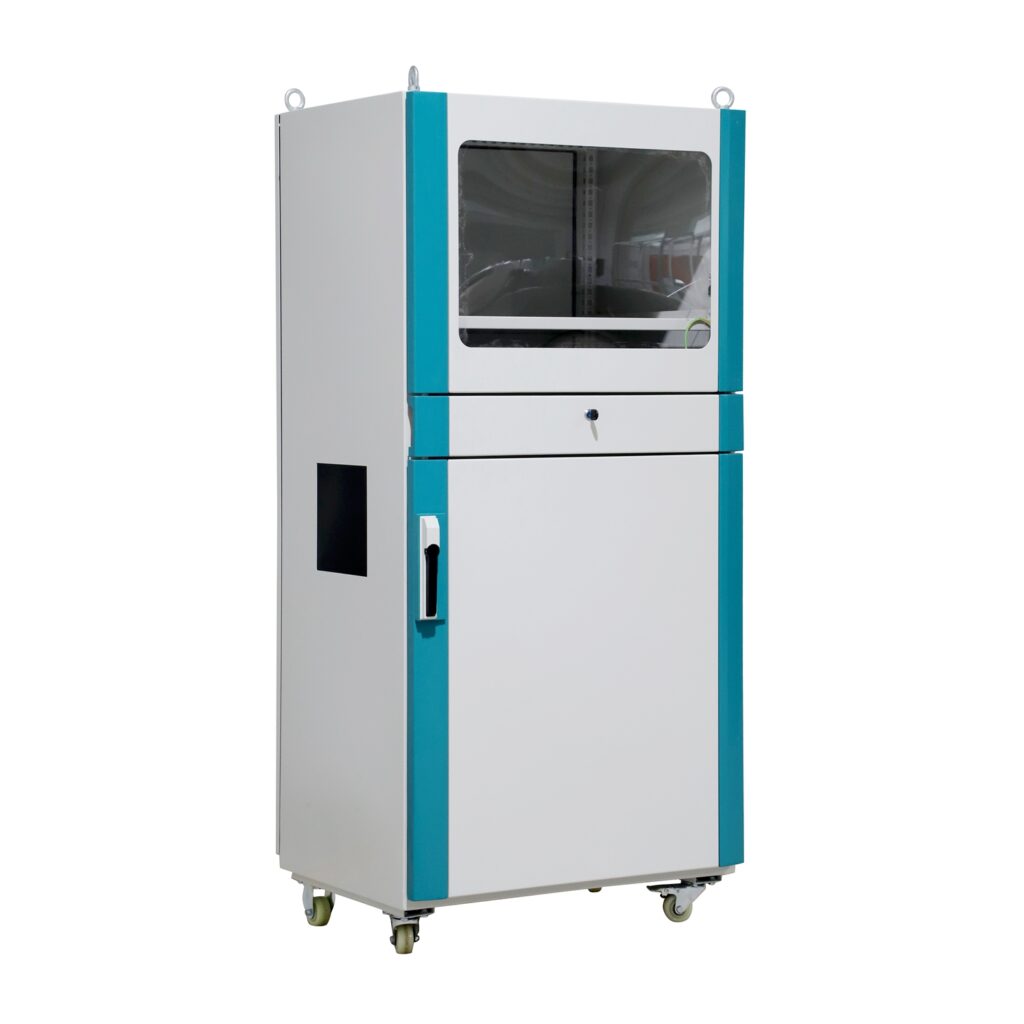 Mobile-Sheet-Metal-Control-Cabinet-With-Observation-Window-Casters - Custom Industrial Chassis - Custom PLC Control Cabine...